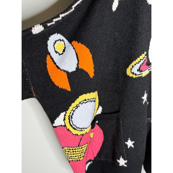 Dressed in Lala Outerspace Oversized Cardigan Sweater Black Multi Women L/XL NWT - Picture 12 of 12